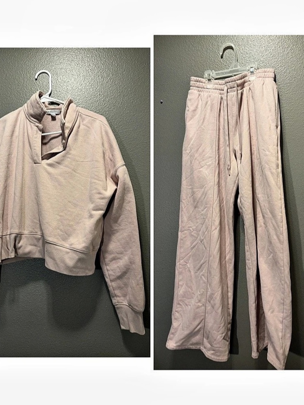 Beyond Yoga Fleece Sweatshirt Sweatpants Set Pink Top Large Bottoms Medium L M